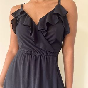 Vintage Romantic Black Midi Dress, size M/L